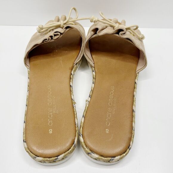 Andre Assous Beige Suede Bow Sandals, Espadrille look but solid sole, size 8 - Picture 5 of 7